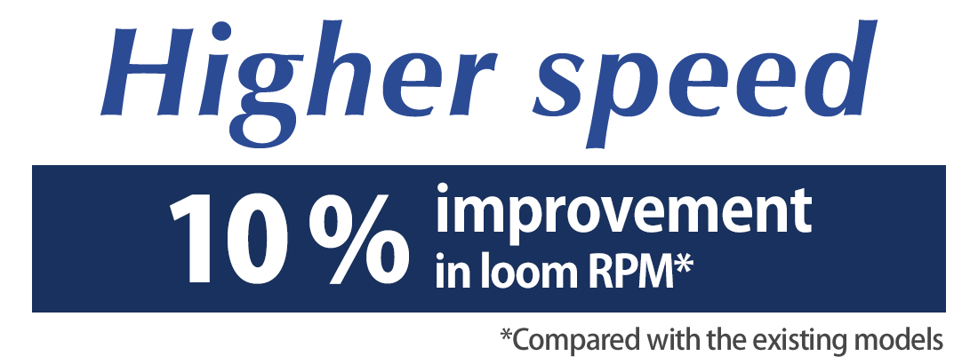 [Higher speed] 10% improvement in loom RPM* *Compared with the existing models